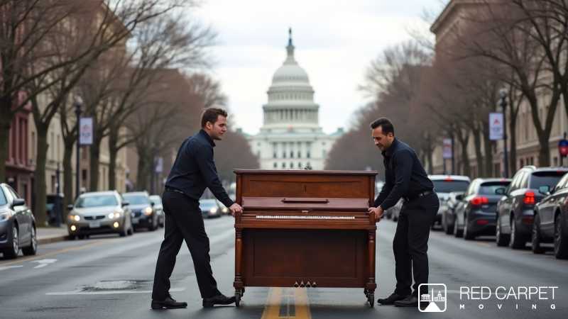 Navigating Washington  moves: Professionalism and precision in relocation, Concept art for illustrative purpose, tags: piano - Monok